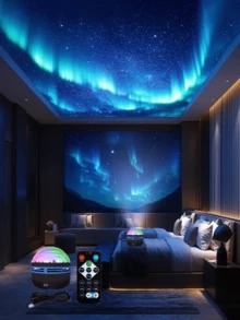 1. PC USB Aurora Projector Lamp, Aurora Starlight Lamp With Remote Control, Adjustable Brightness LED Night Lamp, Lighting Lamp, Aesthetic Lighting For Furniture Decoration In Bedrooms And Living Rooms, Decorative Lighting For Parties And Festival Events, Suitable As Birthday Gifts, Valentine's Day Gifts, Christmas Gifts, Create A Romantic Aurora Starlight Atmosphere In Your Home!
