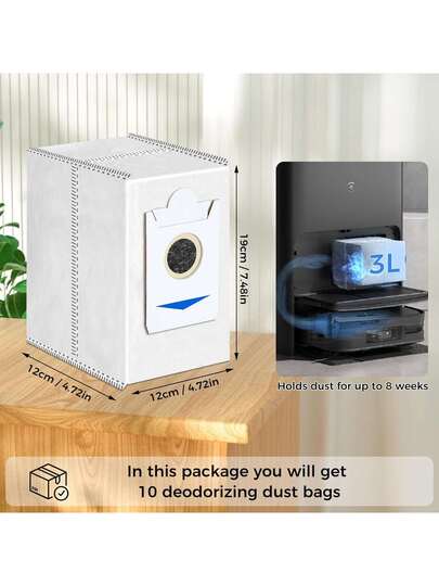 Dust Bags Ecovacs T30S/ X2/ X2 Pro/ Omni/ X5 Omni Robot Stofzuiger Cleaners, 3L Large Capacity Disposable Bags, Deodorizing, No Electricity Needed, Small Brush view 4