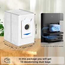 أكياس الغبار لمكانس الأرضيات الروبوتية Ecovacs T30S/ X2/ X2 Pro/ X2 Omni/ X5 Omni، سعة 3 لتر كبيرة للاستخدام مرة واحدة، مزودة برائحة عطرية، لا تحتاج إلى كهرباء، مع فرشاة صغيرة