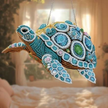 1pc 6.3 Inch X 9.45 Inch Acrylic Diamond Painting Set - Gorgeous Turtle Wall Art, Asymmetrical Shape Diamonds, DIY Acrylic Diamond Painting Kit, Animal Theme Home Decor Craft Supplies - Unique Birthday & Holiday Gift