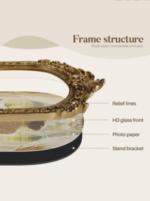 2/1pc European Antique Gold Lace Oval Photo Frame With 1 Random Pad Paper For Photo Display Home Decoration - Multicolor - View 7