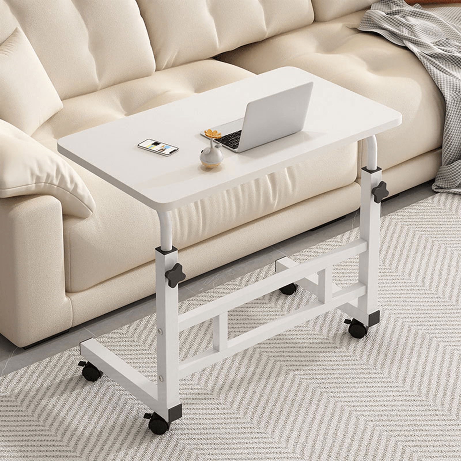 Scrivania regolabile in altezza, 26,4"-34,7", ergonomica, mobile con ruote universali, stabile, per casa e ufficio