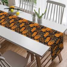 1/20 Stücke Herbst Tischläufer, Kürbis- und Blumenmuster Tischläufer, Atmosphäre Dekoration, geeignet für Innen- und Außenbereich, Zuhause Küche, Esstisch und Dinner Dekoration, schaffen Sie eine festliche Atmosphäre, ein Muss für Dinner-Partys! - Verschiedenfarbig - Übersicht 10