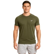 Kit 5 Men's Dry Fit T-Shirt Short Sleeve Drifit Gym Running CrossFit Fitness Plain Premium Polyester - 軍綠色 - 查看 3
