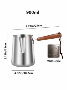 1 件不锈钢咖啡拿铁艺术杯带刻度、奶泡器、蜡熔杯、耐热木手柄、适用于电磁炉、拿铁艺术壶、长柄咖啡罐、巧克力罐、黄油罐、便捷多功能咖啡店拿铁壶、创意加热奶壶、防溢迷你壶、250ml/350ml/600ml/900ml，适合家庭使用、初学者和专业拿铁艺术家、办公室、咖啡厅、酒店、珍珠奶茶店等。 - 銀色 - 查看 10