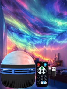 1pc USB Aurora Projection Lamp, Remote Control 7-Color Changing Nightlight, Bedroom Projection Light, Adult Game Room, Home Theater, Room Decor, Valentine's Gift, Camping, Wedding Decoration