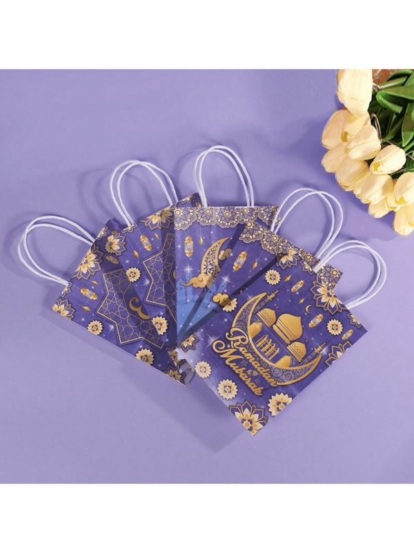 5 pezzi/10 pezzi Borse a tracolla in carta per il Festival della Luna, borse regalo in carta kraft con stampa a cartoni animati, borse per lo shopping