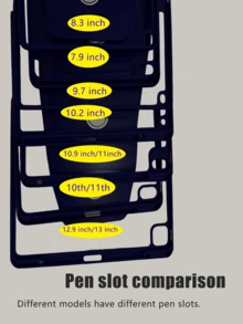 360° Rotating Protective Case With Pencil Holder Compatible With Ipad 5/6/7/8/9/10/11, Mini 6/7, Air 1/2/3/4/5, 11" (M2)/11" (M3)/13" (M2)/13" (M3) Pro 12.9" (3rd/4th/5th/6th Gen) - Blue - Navy Blue - View 9