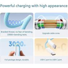 3.3/6.6/10ft Nylon Braided USB-C To Type-C Fast Charging Data Cable, Compatible With IPhone 17/16/15/Pro/Pro Max/IPad, And Other Android Phones, Supports 60W~18W Fast Charging, Suitable For Indoor/Outdoor/Travel And Car Use