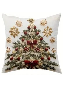 1/2/4 piezas Fundas de almohada navideñas de un solo lado, estilo moderno, lavables a máquina, con cierre de cremallera, de poliéster con diseños de Papá Noel, renos y muñeco de nieve para decoración de sala de estar y sofá. "X" Inserto no incluido - 17.7x17.7 pulgadas, impresión plana 2D