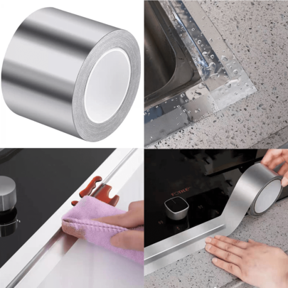 1 Roll Extra Strong Waterproof Duct Tape,Aluminum Foil Tape, Caulk Strip, Self Adhesive Waterproof And Mildewproof Repair Duct Tape, For Bathtub, Bathroom Shower, Toilet Kitchen, Basin Edge,Versatile Silver Grey Adhesive For Walls, Plastic, Glass, Wood And Metal