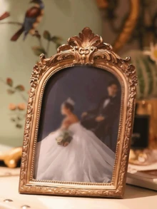 2/1pc European Antique Gold Lace Oval Photo Frame With 1 Random Pad Paper For Photo Display Home Decoration - Multicolor - View 5