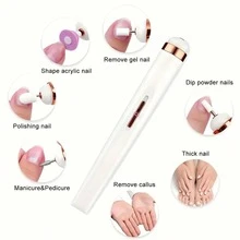 Lima de uñas portátil, taladro eléctrico de uñas con 5 brocas accesorias, carga USB con luz LED, velocidad ajustable, adecuado para herramientas de arte y cuidado de uñas, set de lima de uñas eléctrica