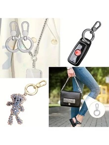 2 Sets Of Dual-Opening Spring Hooks, Push Door Spring Hook Metal Rotating Lobster Claw Buckle, Keychain With Ring Spring Hook, Suitable For DIY Crafts, Lanyards, Keychains, Handbags, Backpacks, Wallets, Bag Straps, Key Rings, Phone Cases, DIY Craft Supplies, Shoulder Bag Luggage Straps, Etc., Unisex Golden, Gun Black, Silvery