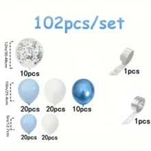 134pcs/Set Gray Blue Balloon Arch & Wreath Set, Including Gray Blue, Beige, Metallic Gold Balloons, Suitable For Bridal Shower, Gender Reveal Party, Birthday Party, Baby Shower, Home Party Decor, Gifts - Multicolor - View 12