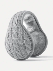 1pc Women's Autumn/Winter Warm Knitted Cable Plush Ear Muffs Autumn Outfits - 1Pc - View 7