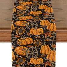 1/20 Stücke Herbst Tischläufer, Kürbis- und Blumenmuster Tischläufer, Atmosphäre Dekoration, geeignet für Innen- und Außenbereich, Zuhause Küche, Esstisch und Dinner Dekoration, schaffen Sie eine festliche Atmosphäre, ein Muss für Dinner-Partys! - Verschiedenfarbig - Übersicht 13