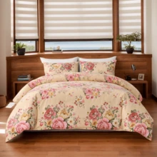 Vintage Floral Comforter Set Queen Garden Yellow Flower Duvet Cover Full 90"X 90" Duvet Cover With Zipper Closure And 2 Pillow Shams Microfiber Soft Lightweight 3pcs Farmhouse Bedding Set - 薑黃 - 查看 1