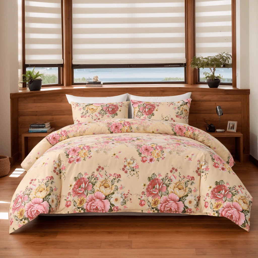 Vintage Floral Comforter Set Queen Garden Yellow Flower Duvet Cover Full 90"X 90" Duvet Cover With Zipper Closure And 2 Pillow Shams Microfiber Soft Lightweight 3pcs Farmhouse Bedding Set - 薑黃 - 查看 1