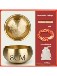 Handcrafted Copper Singing Bowl Set - Authentic Gold Hammered Design With Solid Wood Mallet & Burlap Drawstring Bag