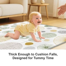 Extra Large 50x50 Inch Foldable Baby Play Mat, Waterproof Reversible Foam Playpen Mat For Tummy Time & Crawling, Floor Mat For Infants Toddlers - 圓圈 - 查看 2