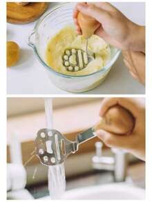 新款不锈钢小熊造型食物捣碎器 - 高级土豆/婴儿辅食捣碎器，适用于烘焙和烹饪