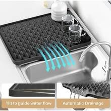 Alfombrilla de silicona antideslizante para la cocina de 40 cm x 32 cm, con diseño de drenaje incorporado, resistente al calor y fácil de limpiar, adecuada para encimeras, fregaderos y refrigeradores, disponible en 2 estilos - Multicolor - Ver 5