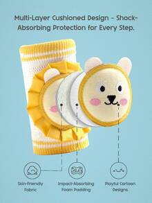 Rodilleras de bebé con diseño de animales de dibujos animados - Mangas protectoras transpirables para gatear y caminar, calentadores de piernas para bebé antideslizantes y antiimpacto (diseño adorable) - Multicolor 1 - Ver 4