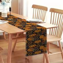 1/20 Stücke Herbst Tischläufer, Kürbis- und Blumenmuster Tischläufer, Atmosphäre Dekoration, geeignet für Innen- und Außenbereich, Zuhause Küche, Esstisch und Dinner Dekoration, schaffen Sie eine festliche Atmosphäre, ein Muss für Dinner-Partys! - Verschiedenfarbig - Übersicht 2