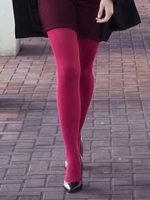 1 Cặp Quần bó nhung thời trang mới dành cho nữ cỡ lớn 120D Quần legging bó co giãn - Hồng - Xem 1