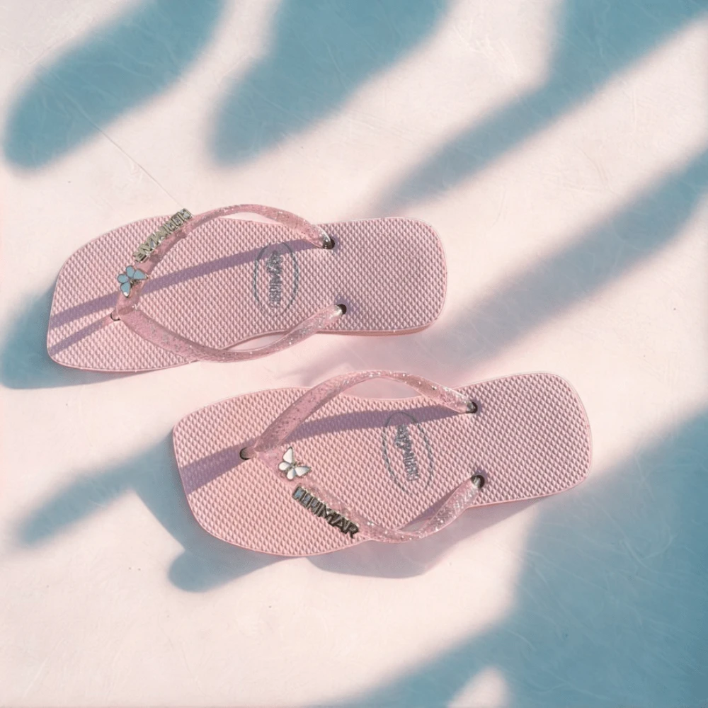 Women's Flip-Flops With Butterfly Detail - 淺粉色 - 查看 1
