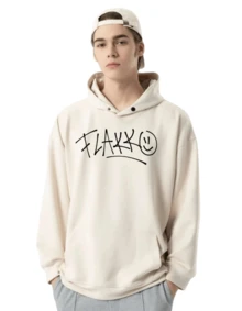 SUDADERA FLAKKO, JUVENIL, CON ESTILO URBANO, GRAN CALIDAD, SUAVE Y DURADERO - Beis - Ver 2
