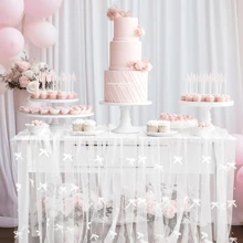 1pc Romantic Pearl Lace Table Runner, Wedding Arch Decor, Bridal Shower Gift Fabric, Romantic Pearl Lace Tablecloth, Suitable For Events, Embroidered Transparent Wrinkle-Resistant White Dessert Table