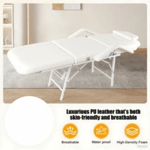Portable Tattoo Chair, Adjustable Massage Facial Table Bed, 73 Inch Massage Tattoo Chair For Salon Beauty Spa, Folding Spa Bed Table With Carry Case, Whitelash Bed ,Massage Bed, Salon Equipment,Beauty Bed,Salon Furniture,Lash Table - White - View 6