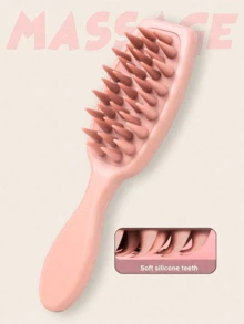 Shampoo Brush Scalp Massager Comb, Silicone Hair Scrubber With Long Handle For Hair Growth And Dandruff Removal, For Home Use Hair Brush Comb(Pink Black Brown Purple)