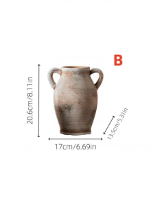 1 قطعة إناء سيراميك بتصميم أسلوب وابي سابي مع مقبض، يمكن ملؤه بالماء لترتيب الأزهار، مناسب لتزيين المشاهد المتعددة، ديكور المنزل، ديكور الغرفة، إناء الزهور، إناء زجاجي - متعدد الألوان - مشاهدة 13