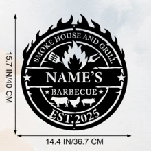 1pc Customized Metal Barbecue Nameplate, Personalized Outdoor Grill Decor Plate, Engraved Plaque For Grandpa Gift, Custom Metal Wall Art For Backyard - Black - View 24