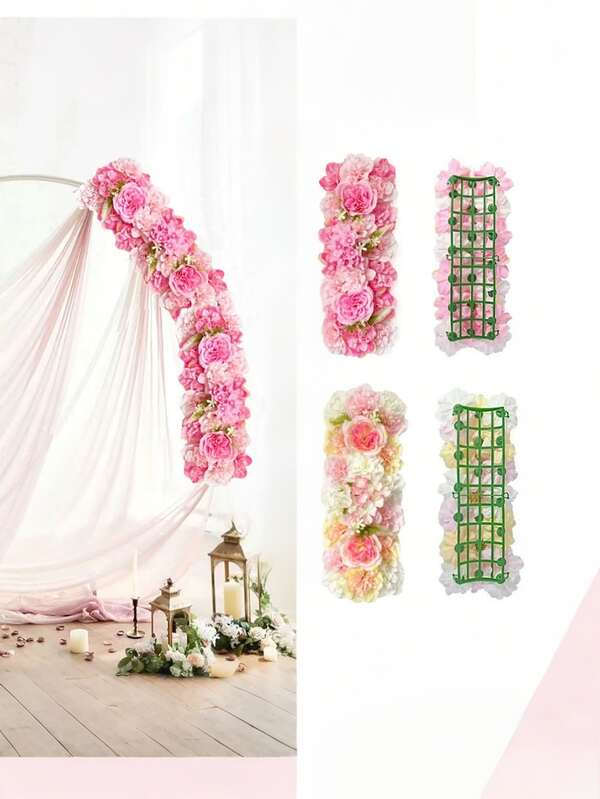 Elegant White Rose Wall Decorative Arch Floor Flower Durable Plastic For Amazing Wedding And Photo Shoot Multifunctional Arch Background Artificial Flowers