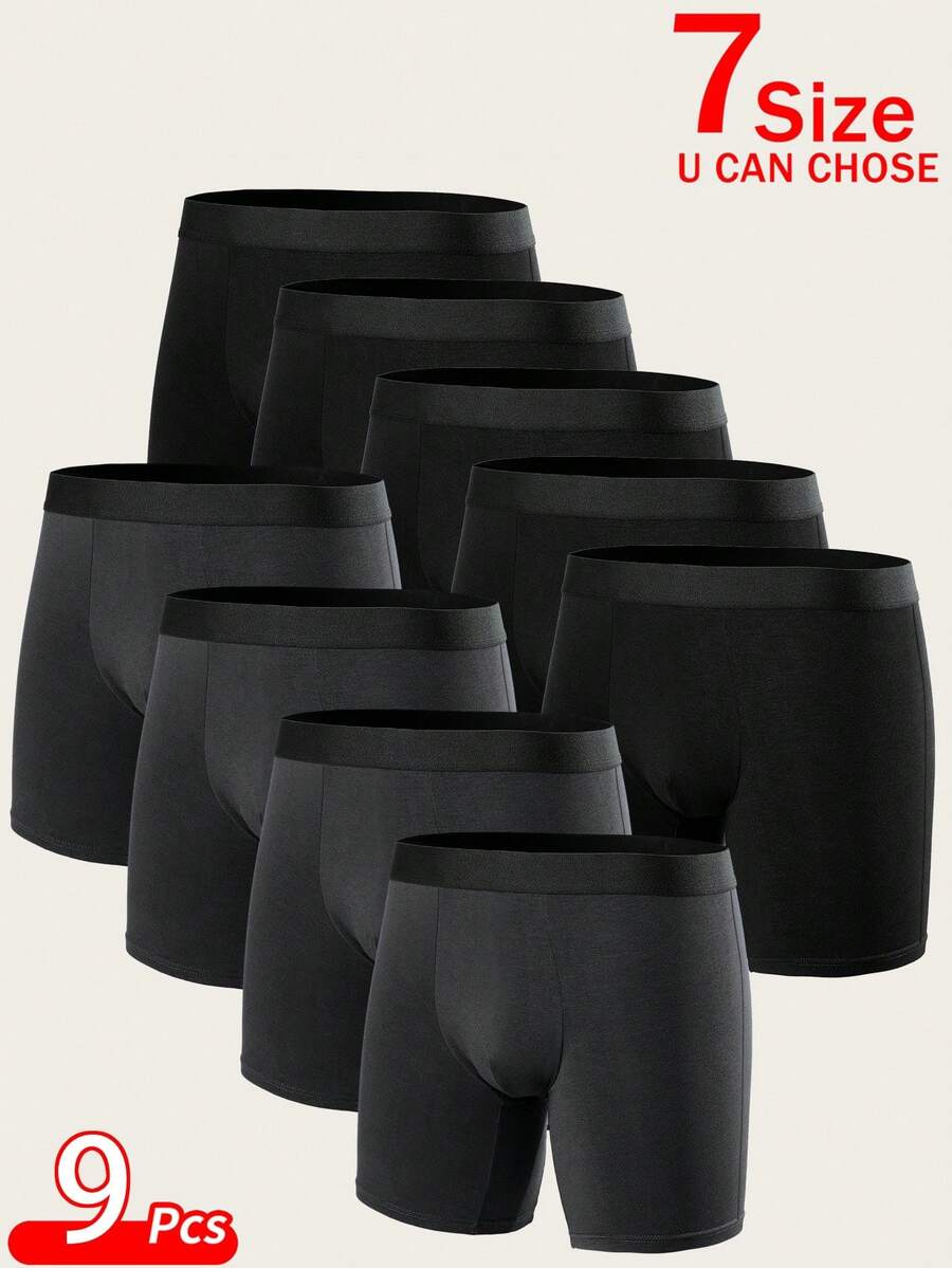 9 piezas de Calzoncillos tipo bóxer para hombres de cintura media, moda casual, ropa interior deportiva cómoda para todas las estaciones