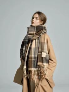 1 Stück eleganter neuer Winterschal, koreanischer Stil dicker karierter Schal für Frauen, einfacher Paar-Winterschal, Studentenschal, Kaschmirimittat, warm und weich, zum Warmhalten im Freien im Winter Frauenwinterschals