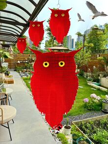3pcs Owl Decoy To Scare Birds Away (With Bell) Bird Deterrent Device For Woodpecker Pigeon Plastic Hanging Outdoors Reflective Keep Birds Away Home And Garden-(Bird Repellent Ribbon,Scarecrow, Owl)- Protect Farms,Orchard, Vegetable Fields, Ponds, Parking Lots From Birds,For Yard, Window, Orchard, And Home Decoration
