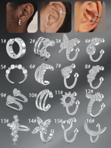 CIZME 1PC Silver Ear Cuff Earrings For Women,Ear Cuff Non Piercing Cartilage Clip Cuff Earrings Fake Earrings,Ear Cuffs For Women Non Piercing Silver Cuff Earrings, Clip On Cartilage Wrap Earring Adjustable Earrings Set, Hypoallergenic Fake Earrings,Clip On Cartilage Earrings For Sensitive Ears,Silver Ear Wrap Earrings For Helix Cartilage - Silver - View 4