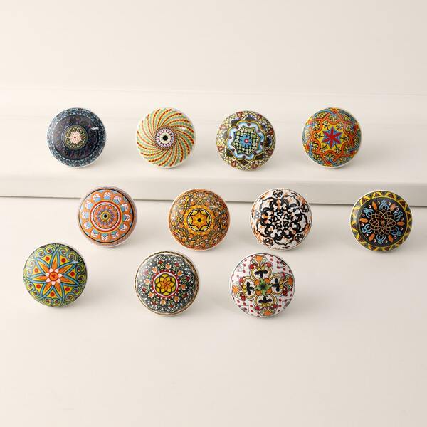 مقابض/سحابات خزانة سيراميكية مطلية بطراز بوهيمي متنوعة