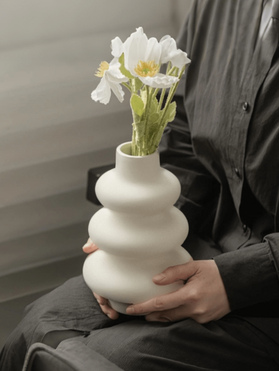 1pc Ceramic Vase, Round Moderne Dried Flower Pampas Boho Home Centerpiece Wedding Dinner Tafel Living Room Office Bedroom, Ho warming (Please Check Size In mation Be Purchasing) Glass Vase view 11