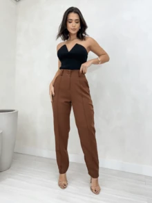 Women's Tailored Dress Pants - 鏽棕色 - 查看 2