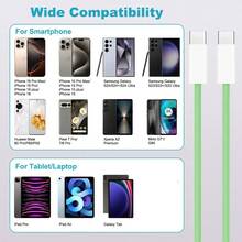 3.3/6.6/10英尺 USB-C 转 Type-C 快速充电数据线，尼龙编织，兼容 17/16/15/Pro/Pro Max/iPad 及其他安卓手机，支持 60W~18W 快速充电，适用于室内/室外/旅行和车载环境。 - 綠色 - 查看 6