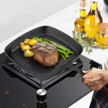 Lislark Cast Iron Griddle Frying Pan Grill Non-Stick Skillet Cooking Fry Square Steak - 黑色 - 查看 5