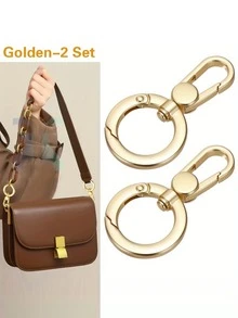 2 Sets Of Dual-Opening Spring Hooks, Push Door Spring Hook Metal Rotating Lobster Claw Buckle, Keychain With Ring Spring Hook, Suitable For DIY Crafts, Lanyards, Keychains, Handbags, Backpacks, Wallets, Bag Straps, Key Rings, Phone Cases, DIY Craft Supplies, Shoulder Bag Luggage Straps, Etc., Unisex Golden, Gun Black, Silvery