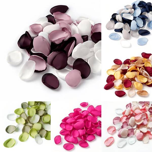 300pcs/Pack Artificial Silk Cream Rose Petals, DIY Edged Rose Petals For Holiday Parties, Wedding Decor