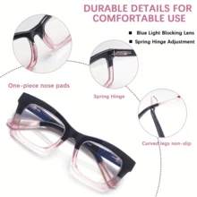 3 Pay Women's Blue Light Blocking Reading Glasses Oprah Style Computer Reading Rim, Spring Hinges, 11 Degree Adjustable, Anti-Blue Light Lenses - Multicolor - View 4